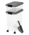 IRIS USA 33qt + 12qt Airtight Pet Food Container Combo with Scoop, Gray