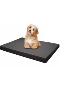 Dogbed4less Memory Foam Platform Dog Bed, Crate Mattress for Orthopedic Joint Relief with Waterproof Removable Cover Small 24X16X3 Space Gray