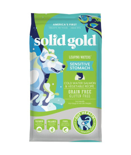 Solid Gold Leaping Waters - Dry Dog Food for Sensitive Stomach - Grain & Gluten Free - with Salmon & Vegetables - Digestive Probiotics for Gut Health - Omega, Superfood & Antioxidant Support for Dogs