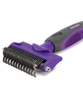 Dematting Comb with Double Sided Professional Rake By Hertzko - Suitable for Dogs and Cats - Removes Loose Undercoat, Tangles, Mats and Knots - Great Grooming Tool for Brushing and Deshedding