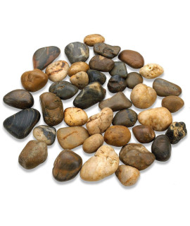 Katzco 2 Pounds Large Decorative River Rock Stones - Natural Polished Mixed Color Stones - Use in Glassware, Like Vases, Aquariums and Terrariums to Enhance The Appearance