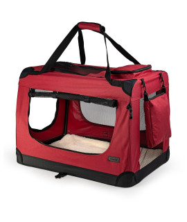 dibea Dog Transport Box, Dog Carrier, Collapsible Transport Crate, Car Crate, Small Animal Carrier (L - 70x52x50 cm, red)