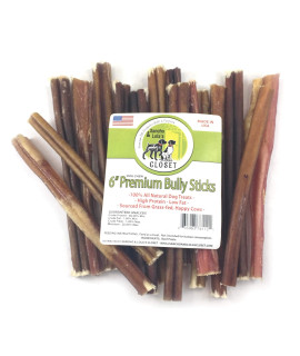 Sancho & Lola's 6-Inch Thin Bully Sticks Dogs - (10 Count) Grass-Fed Free-Range Grain-Free Beef Pizzle Dog Chew Sticks