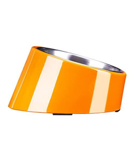 SUPER DESIGN Mess Free 15 Degree Slanted Bowl for Dogs and Cats 0.5 Cup Orange
