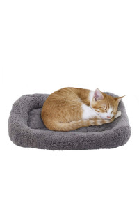 lesypet Cat Beds for Indoor Cats, 15 x 10 Warm Pet Bed Curl Sleep Plush Cushion with Pillow, Non-Slip Bottom Washable Pet Mat for Kittens Puppy Pets, Small