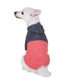 Blueberry Pet Winter Symphony Marled Color-Block Knitted Unisex Designer Hooded Dog Sweater, Back Length 14, Pack of 1 Clothes for Dogs