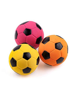 CHIWAVA 3PCS 2.7'' Squeak Latex Dog Toy Football Chew Fetch Throw Ball for Medium Dogs Interactive Play