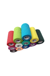 WildCow Vet Wrap Bulk Bandage Tape (4 Inch 12 Color Pack), Water Resistant Self Adherent Cohesive Rolls