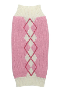 Pink Argyle Knit Dog Sweater for Girl Pet Clothes for Dog Coat Sweatshirt Large (L) Girth 18-20
