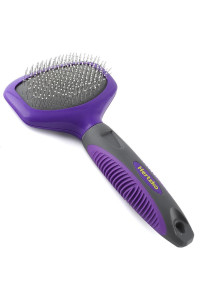 Hertzko Pin Brush for Dogs and Cats with Long or Short Hair - Great for Detangling and Removing Loose Undercoat or Shed Fur - Ideal for Everyday Brushing (Wide Brush)