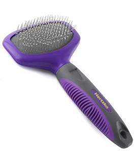 Hertzko Pin Brush for Dogs and Cats with Long or Short Hair - Great for Detangling and Removing Loose Undercoat or Shed Fur - Ideal for Everyday Brushing (Wide Brush)