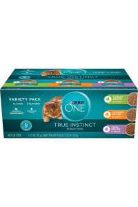 Purina ONE Natural, High Protein Wet Cat Food Variety Pack, True Instinct Turkey, Chicken & Tuna Recipes - (2 Packs of 12) 3 oz. Cans