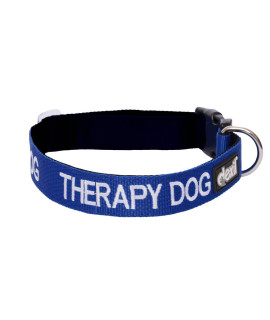 Dexil Limited Therapy Dog Blue Color Coded S-M L-XL Neoprene Padded Dog Collar Prevents Accidents by Warning Others of Your Dog in Advance (L-XL)