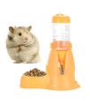 Hamster Automatic Water Bottle Drinking Feeder Dispenser Bottle 80ML with Food Feeder Station bowl Pet Container for Small Animals(Yellow)