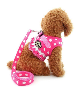 SELMAI Puppy Small Dog/Cat Dots Vest Harness Leash Set Mesh Padded No Pull Lead Pink L
