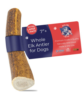 Devil Dog Pet Co Antler Dog Chew - Premium Elk Antlers for Dogs - Long Lasting Dog Bones for Aggressive Chewers - No Mess No Odor - Wild Shed in The USA - Veteran Owned (Extra Large)