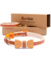 Pettsie Breakaway Cat Collar Bowtie, Matching Friendship Bracelet, Soft and Comfortable Cotton for Sensitive Skin, Carton Box, D-Ring for Accessories, Easy Adjustable Size 8-11 Inches, Orange