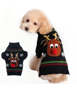 BOBIBI Dog Sweater for Christmas Cartoon Reindeer Pet Cat Winter Knitwear Warm Clothes
