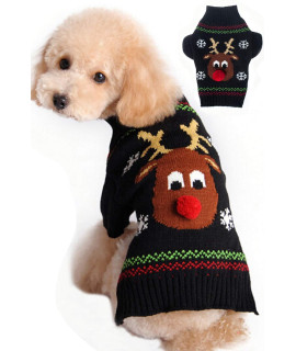 BOBIBI Dog Sweater for Christmas Cartoon Reindeer Pet Cat Winter Knitwear Warm Clothes