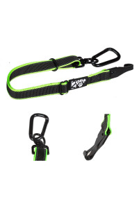 Dog Seatbelt Strap by 2PET - Adjustable Dog Seat Belt for All Breeds - Use with Harness - All Car Makes - Carabiner Clip Leash - Green and Black