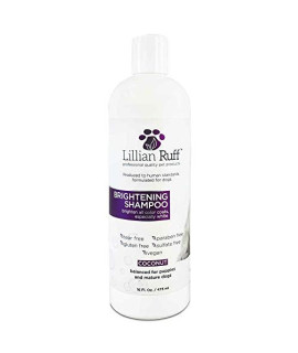 Lillian Ruff Ultra-Brightening Professional Whitening Shampoo for Dogs with Aloe & Coconut Oil for Dry Skin & Itch Relief - pH-Balanced Dog Whitening Shampoo Remove Stains, Yellowing, & Odor (16oz)