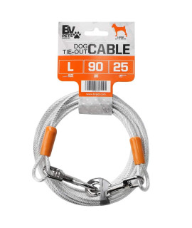 BV Pet Reflective Tie Out Cable for Large Dog up to 90 pound, 25 Feet