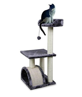 Roypet 32 Cat Tree with Scratching Pad and Perch, Grey
