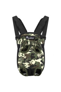Pawaboo Pet carrier Backpack, Adjustable Pet Front cat Dog carrier Backpack Travel Bag, Legs Out, Easy-Fit for Traveling Hiking camping for Small Medium Dogs cats Puppies, Medium,Deep camouflage Black
