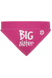 Pavilion Gift Company Big Sister Pink Paw Print Large Dog Slip on The Collar Bandanna