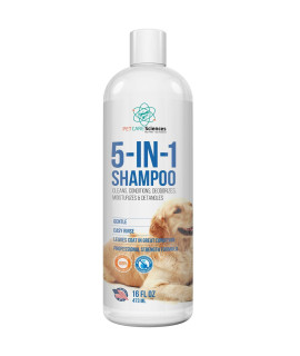 PET CARE Sciences 16 floz 5 in 1 Dog Shampoo for Itchy Skin - Sensitive Skin Dog Shampoo for Smelly Dogs - Dog Shampoos & Conditioners - Made in The USA