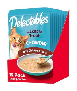 Hartz Delectables Chowder Lickable Wet Cat Treats For Kitten, Adult & Senior Cats, Chicken & Tuna, 1.4 Ounce (Pack Of 12)