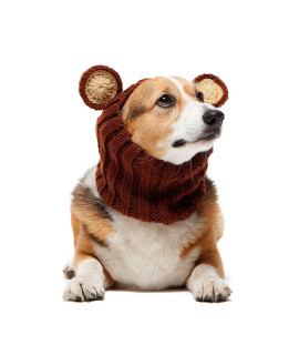Zoo Snoods Grizzly Bear Costume for Dogs, Medium- Warm No Flap Ear Wrap Hood for Pets, Dog Outfit for Winters, Halloween, Christmas & New Year, Soft Yarn Ear Covers