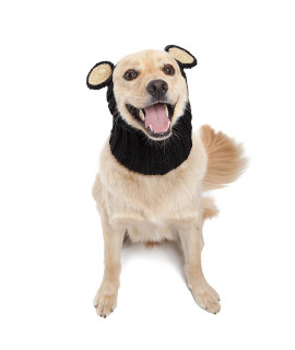 Zoo Snoods Black Bear Costume for Dogs, Medium - Warm No Flap Ear Wrap Hood for Pets, Dog Outfit for Winters, Halloween, Christmas & New Year, Soft Yarn Ear Covers