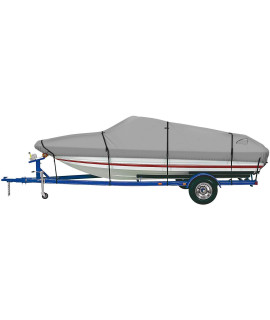 icOVER Trailerable Boat cover- 17-19 600D Water Proof Heavy Duty,Fits V-Hull,Fish&Ski,Pro-Style,Fishing Boat,Utiltiy Boats, Runabout,Bass Boat,up to 17ft-19ft Long and 96 Wide,PRO