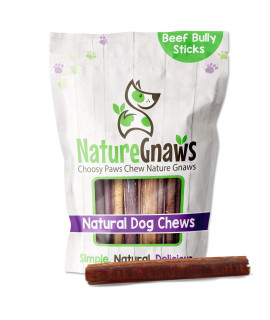 Nature Gnaws Bully Sticks for Large Dogs - Premium Natural Beef Dental Bones - Thick Long Lasting Dog Chew Treats for Aggressive Chewers - Rawhide Free