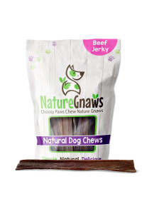 Nature Gnaws - Beef Jerky Chews for Large Dogs - Premium Natural Beef Gullet Sticks - Simple Single Ingredient Tasty Dog Chew Treats - Rawhide Free - 10 Inch