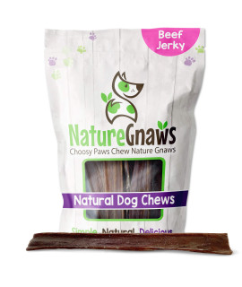 Nature Gnaws - Beef Jerky Chews for Large Dogs - Premium Natural Beef Gullet Sticks - Simple Single Ingredient Tasty Dog Chew Treats - Rawhide Free - 10 Inch