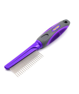 Hertzko Long & Short Teeth Pet Fur Comb - Dog & Cat Hair Detangler, Brush, & Dematting Tool - Grooming Supplies for Removing Matted Hair (Long Teeth)