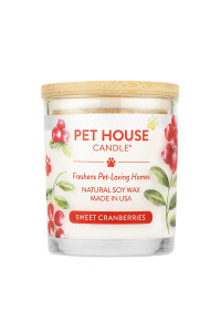 One Fur All, Pet House Candle-100% Plant-Based Wax Candle-Pet Odor Eliminator for Home-Non-Toxic and Eco-Friendly Air Freshening Scented Candles-Odor Eliminating Candle-(Pack of 1, Sweet Cranberries)