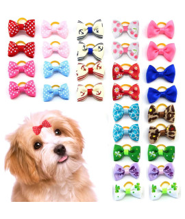 MEWTOGO 30 pcs/15 Pairs Dog Hair Bows with Rubber Bands-Pet Hair Accessories for Girl Puppy Small Dogs (Rubber Band)