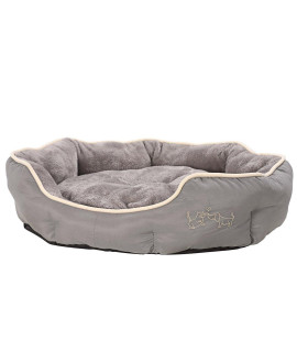 Dehner Sammy Oval Dog Bed and Cat Bed 90 x 80 x 14 cm Polyester Grey