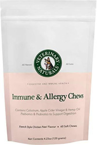 Veterinary Naturals - Immune & Allergy Chews - Probiotic Dog Treats - 60 Soft Chews - Allergy Relief from Food & Environmental Allergies, Help Improve Skin & Coat, Boost Overall Health