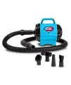 B-Air BA-FM-1-T Fido Max 1 Dog Dryer Premier Grooming Collection with 6-Foot Hose and 4 Grooming Nozzles, Turquoise