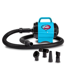 B-Air BA-FM-1-T Fido Max 1 Dog Dryer Premier Grooming Collection with 6-Foot Hose and 4 Grooming Nozzles, Turquoise