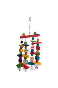 Aigou Knots Block Chewing Bird Toys with Bells Hanging Parrot Toys 17.5 by 6.5