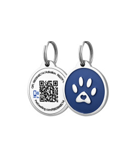 Pet Dwelling Premium NFC-QR Code Pet ID Tags - Dog Tags and Cat Tags, Connect to Online Pet Profile, Receive Instant Scanned Location Email Alert(Blue Paw)
