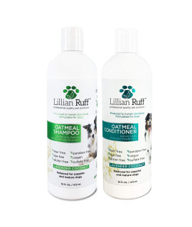 Lillian Ruff calming Oatmeal Pet Shampoo conditioner for Dry Skin Itch Relief with Aloe Hydrating Essential Oils - Replenish Moisture Deodorize - Dog Shampoo conditioner for Sensitive Skin