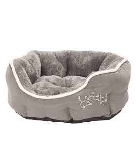 Dehner Sammy Dog and cat Bed, Oval, Approx. 57 x 52 x 14 cm, Polyester, Grey