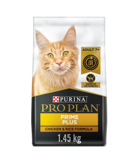 Purina Pro Plan Senior Cat Food With Probiotics for Cats, Chicken and Rice Formula - 3.2 lb. Bag