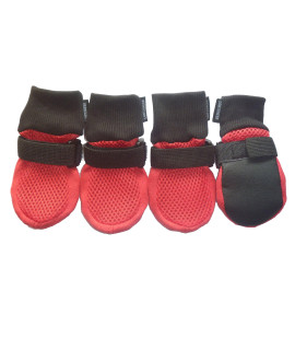LONSUNEER Paw Protector Dog Boots Breathable Soft Sole and Nonslip Set of 4 Color Red Size Small
